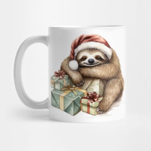 Christmas Sloth Sleeping On Gift Box Mug